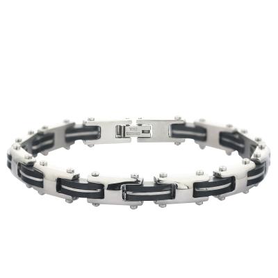 China 2021 Hiphop Wholesale High Quality Healing Magnetic Jewelry Black Stainless Steel Bracelet for sale