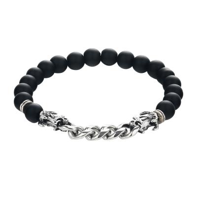 China 2021 CLASSIQUE ELIO Black Chain Bracelet Men Women Natural Stone Volcano Couple Beads Bracelet Jewelry Support Cheap Customization for sale