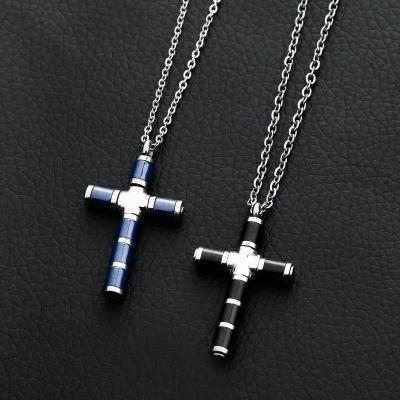 China ELIO 2021 Simple And Bright Men's Personality Cross Pendant Punk European And American Hip Hop Stainless Steel Cross Necklace for sale