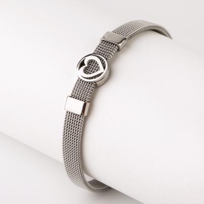 China FASHIONABLE Mesh Band Magnet Clasp Heart Shape Women Stainless Steel Bracelet and Bangles for sale