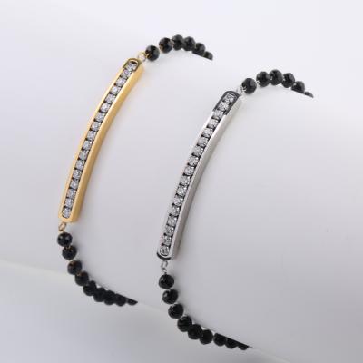 China CLASSIC Wholesale Zircon Bangle Bracelet Women Stainless Steel Jewelry And Bracelets Black Pearl Bangle for sale