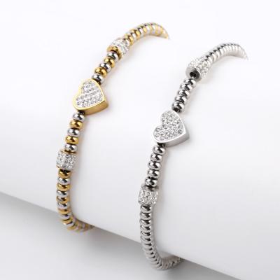 China CLASSIC Geometry Bracelet Women Stainless Steel Bangle Bracelets Gold Bead Bracelet With Heart for sale