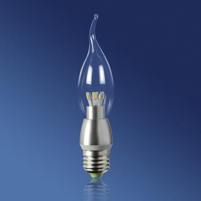 China E27 5630 Dimmable 3W Led Candle Light Bulbs with elongated, pointed tail for sale