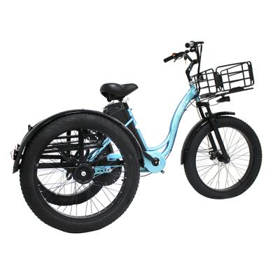 China Cargo Best Selling Wholesale 350W 500W 750W Three Wheel Tire Electric Bicycle Adult Tricycle for sale