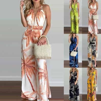 China 2022 Latest Design Good Quality Anti-Static Ready To Ship Low MOQ Womens Digital Printing Colorful Jumpsuit for sale