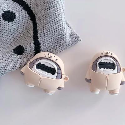 China For Earphone Funny Cute 3D Cartoon Cat White Shark Animal Earphone Case With Earphone Cover Device Case for sale