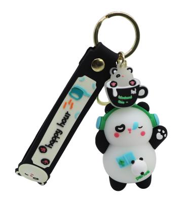 China High Quality Factory Direct Eco-Frendly 3D Cartoon Music Panda Soft PVC Custom Key Chain With Cute Animal Key Chain for sale