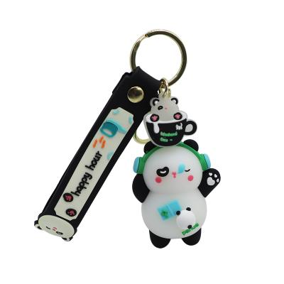 China Custom Eco-Frendly Logo Key Chain PVC Embossed Keychains 2D /3D Rubber Keyring Cartoon Panda Soft PVC Key Chain for sale