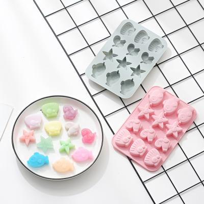 China Creative Hand Made 16 Cavities Viable Sea Animal Starfish Shells Shape Cartoon Holiday BPA Free Multiform Soap Mold With for sale