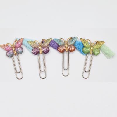 China China High End Wholesale Butterfly Silk Tassel Custom Acrylic Bookmark With Girl Bookmark Pin for sale