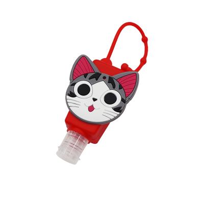 China Personal Care 30ML Small Refill Pouch Silicone Holder Chain Key Kids Travel Empty Hand Sanitizer Bottle for sale