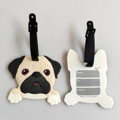 China Cute Sweet Dog Shape Pug Eco-firendly Wholesale OEM PVC Stationery Kids Gift Blank Luggage Tag Set for sale