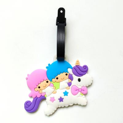 China Eco-firendly OEM Factory Price Soft Riding Unicorn Girl School Kids PVC Luggage Moving Tag With Handbag Tag for sale