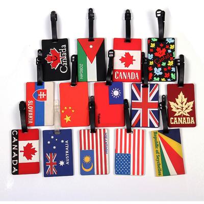 China Eco-firendly Factory Price OEM Customized Various National Flag PVC Soft Plastic Luggage Tags for sale