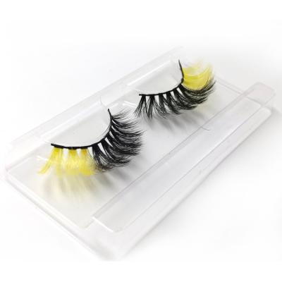 China 2 Color Lick Trays Natural Colored Long Synthetic Mink Strip Lashes Colored Lashes for sale