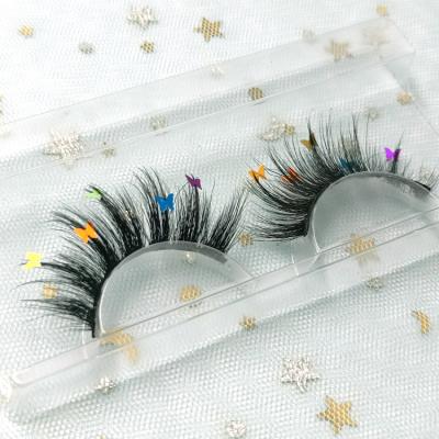 China 5d 5d effect sparkle beauty glitter lashes false eyelashes with butterflies on them for sale