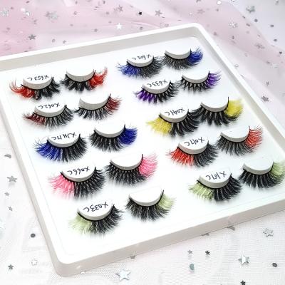 China Long Natural Colored Lick Trays Synthetic Colored Mink Strip Lashes Colored Lashes for sale