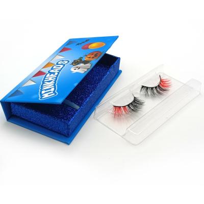 China Long Natural Eyelash Tinting Full Strip Lashes Wholesale Homemade Colorful Eyelash Seller 3d Colored Lashes for sale