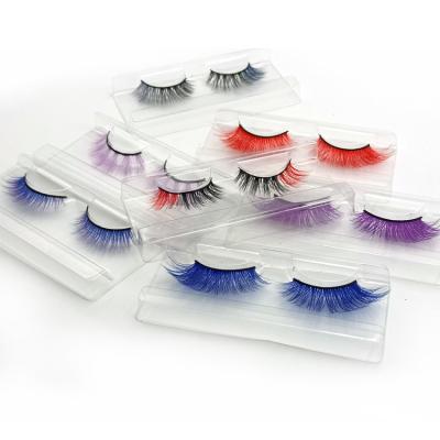 China 2021 2021 Long Natural Mink Eyelash Halloween Mink Eyelashes 25 Mm Colored Seller Fake Mink Color Colored Eyelashes for sale