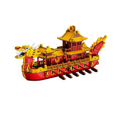 China Building Toy Dragon Boat Interlocking Learning Small Decorative Fun Bricks Building Block Toy For Sale for sale