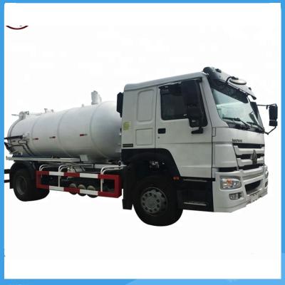 China Carbon Steel Sinotruk HOWO 10000 Liters Vacuum Pump Sewage Suction Tanker Truck for sale