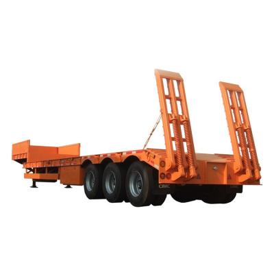 China Carry Container Wholesale 3 Axles 60ton Heavy Duty Hydraulic Tri Axle Low Bed Semi Trailer for sale