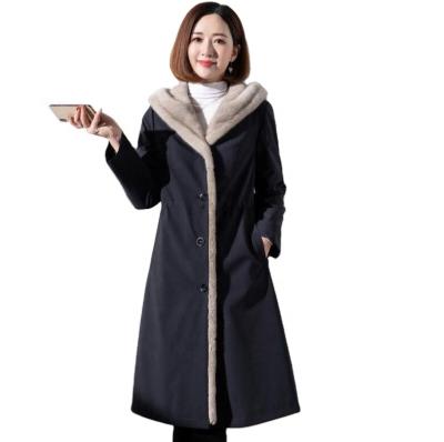 China Autumn Winter Lady Clothing long viable fur coat female both tow sides can wear plush fur coat overcoat velvet trench coat women warm for sale