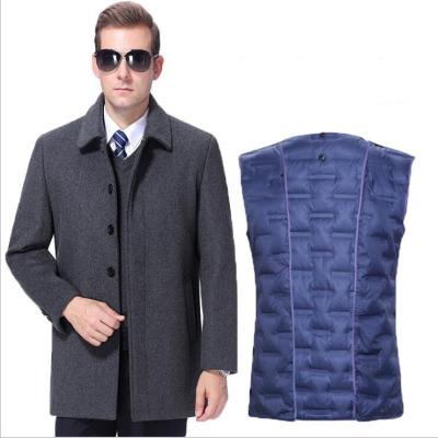 China Male Winter Windproof Thicken Detachable Coating Jacket Clothing Ditch Coat Casual Medium Length Woolen Overcoat For Men Weight 100Kg for sale