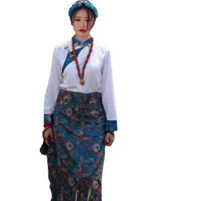 China 2022 Summer New Bora Dress High-end Nepal Tibet Costumes Tourist Women DM9 Lhasa Style Dress Tibetan Ethnic Performance Clothing for sale