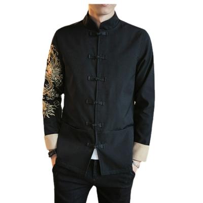 China Formal Youth Wedding Dragon Zhongshan Clothing Chinese Traditional Men's Tang Suits Slim Fit Casual Embroidered Jacket+Pants DM26 for sale