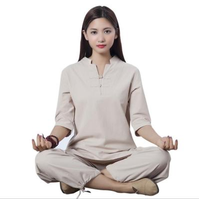 China Female Kungfu Tai Chi Meditation Canvas Suits Jacket+Pants Cotton Yoga Clothing Outdoor Sport Fitness Equipment Kungfu Taiji Suits New Design for sale