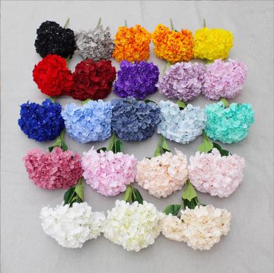 China Wholesale 5 Heads 54 Petals Bunch Durable Silk Hydrangea Artificial Hydrangea For Wedding Decor for sale