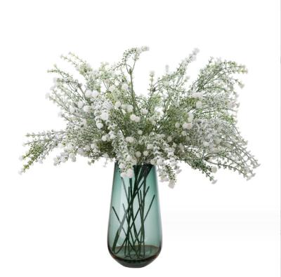 China Wholesale High Simulation Plastic Artificial Flowers Baby's Breath Flocking Gypsophila For Home Decor for sale