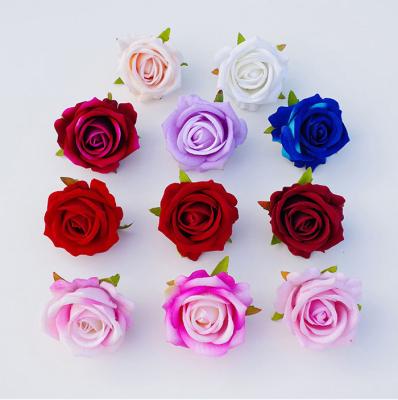 China Hot Selling Eco-friendly Artificial Rose Heads 7cm Velvet Flower Rose Heads For Wedding for sale