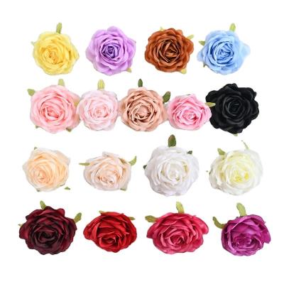 China Wholesale silk rose 8cm artificial high simulation wedding flower heads for decor for sale