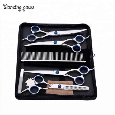 China Durable Professional Stainless Steel Tip Dog Grooming Scissors 6CR Rounded Pointed Comb In Kit for sale