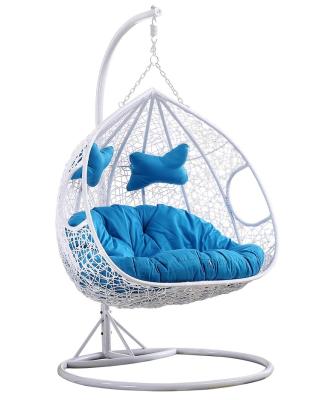 China Super Comfortable Hot Selling Double Swing Egg Cane Swing Chair Hot Selling Hanging Chair with Metal Support Bipolar Double Swing Chair for sale