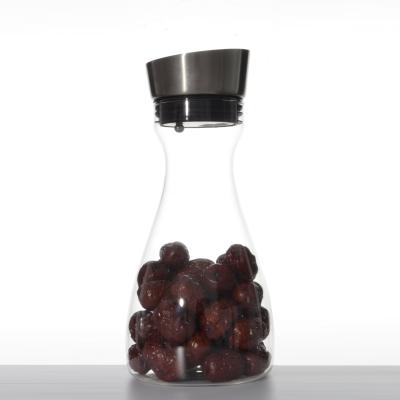 China Sustainable Borosilicate Glass Jar With Lid / Glass Round Storage Jar With Steel Top Lid for sale