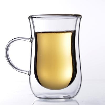 China BB26963-2 Sustainable Double Wall Glass Reusable Insulated Coffee Mugs With Handle for sale