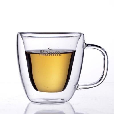 China BB38884-A Viable Popular Double Wall Wisky Glass Mug With Handle for sale