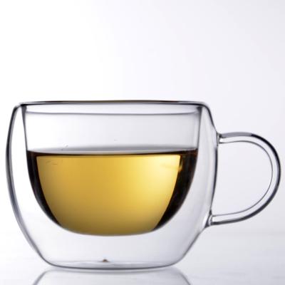 China BB49785 Cheap Double Wall Sustainable Wall Mug Clear Glass Mug With Handle for sale