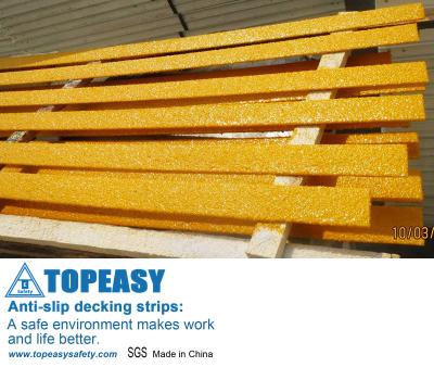 China non Slip Fiberglass Strips for Decking,skid gritted FRP decking strips-TOPEASY anti slip frp fiberglass products for sale