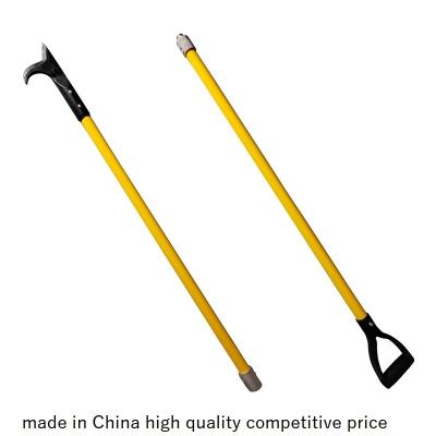 China fire fighter hook fire hook pike pole with yellow fiberglass handle D grip handle or staight handle leatherhead tool for sale