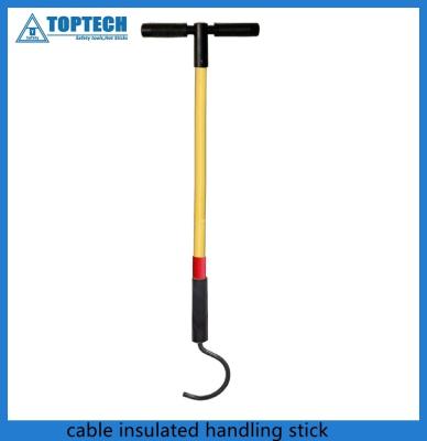 China Insulated Cable hook stick with T bar handle, yellow color insulate frp handle steel hook stick made in China for sale