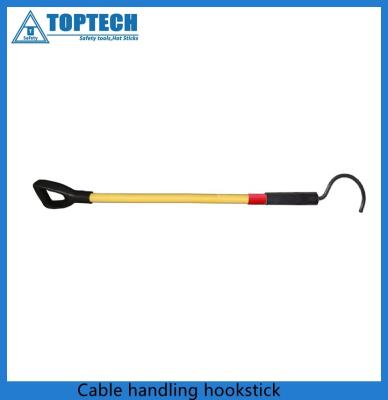 China Insulated Cable hook stick with D handle, yellow insulate frp stick black steel hook stick China manufacturer for sale