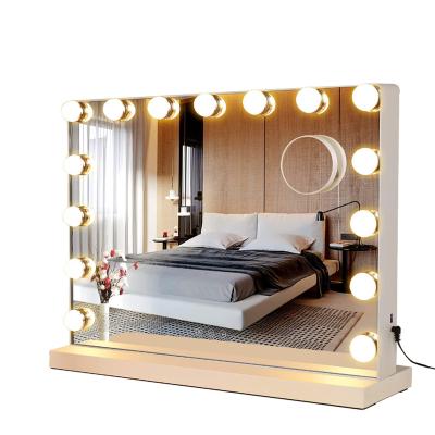 China Modern Hollywood Mirror With Led Bulbs Vanity Mirror 3 Color Temperature Light Touch Control Makeup Mirror for sale