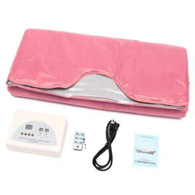 China 2021 Electric Computer Control Panel Sauna Blanket Beauty Salon 2 Zone Body Slimming Hot Far Infrared Sauna Blanket for sale