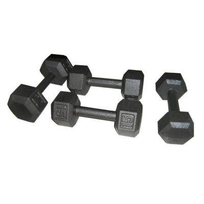 China fitness training Paint-baked Gray Rubber Hex Hammerton Dumbbell dumbbell gym weight power for sale