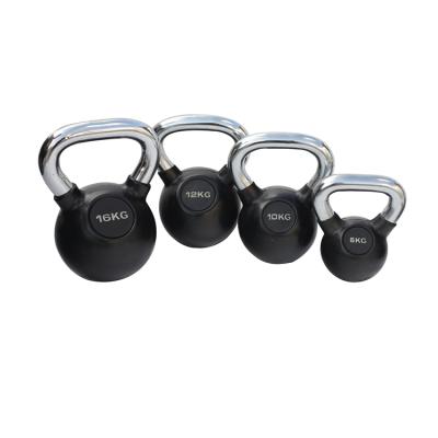 China Fitness Exercise Strength Grip Customized Fitness Black Power Training Rubber Kettlebell for sale