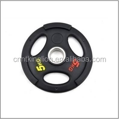 China Universal Competition Training Metal Ring Customized Logo Black PU Weight Bumper Plate for sale